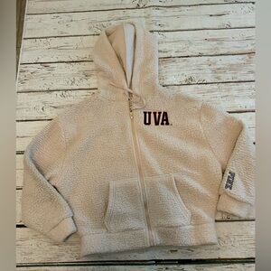 VICTORIA'S SECRET PINK Sherpa Hoodie Full Zip Sz XS UVA University Of Virginia